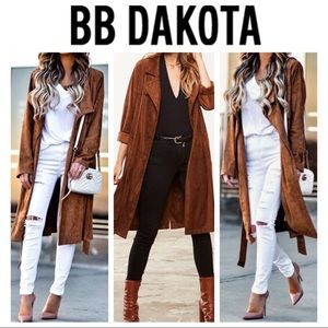 BB DAKOTA Faux Suede Trench Coat